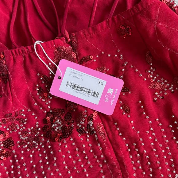 Edikted red sequin open back mini dress size XS excellent condition never worn - Picture 5 of 8